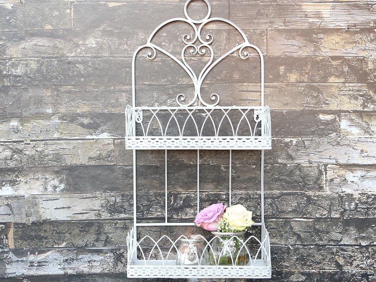 Metall wandregal, regal mit 2 kÃrben von chic antique, shabby chic ...