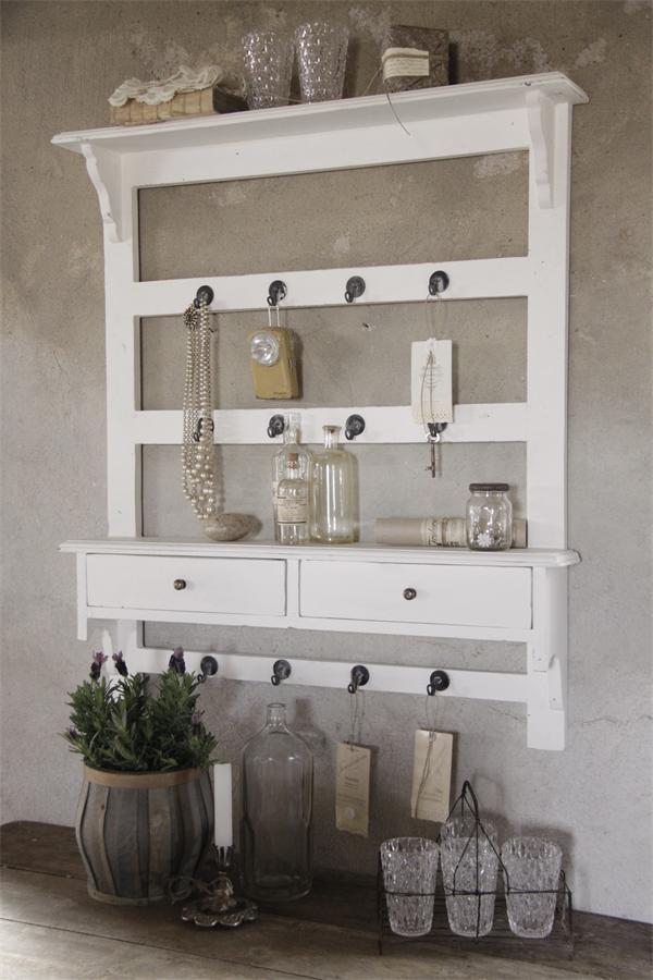 Wandregal, regal m. schubladen haken, jeanne d`arc living ... Küche weiß shabby